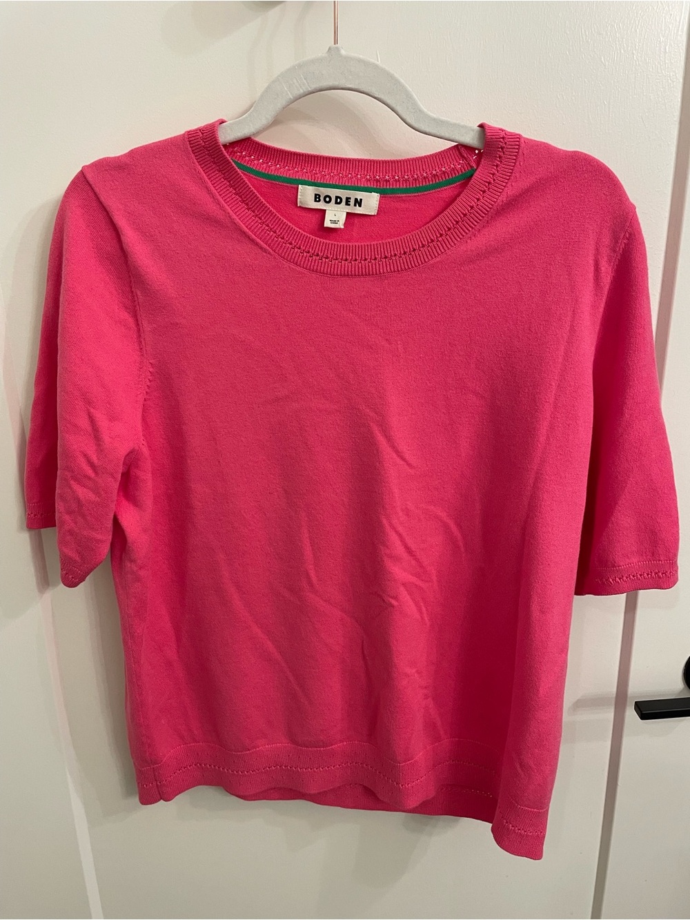 Boden Catriona Bright Pink Short Sleeve Knit Top